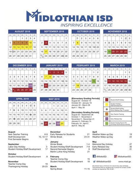 Midland ISD Calendar