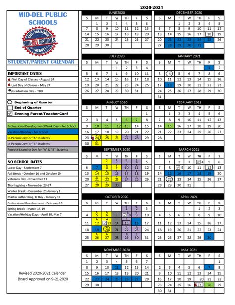 Midwest City Schools Calendar Overview