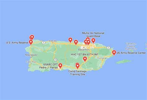 Map of military bases in Puerto Rico