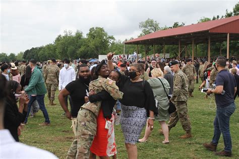 Newly minted soldiers during a graduation ceremony at the Army Basic Combat Training