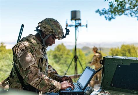 Military personnel using radio communication