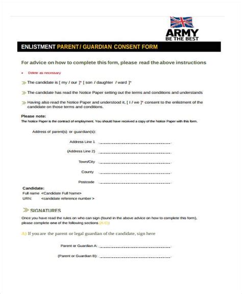 Military Consent Forms