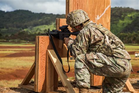 Military marksman in training