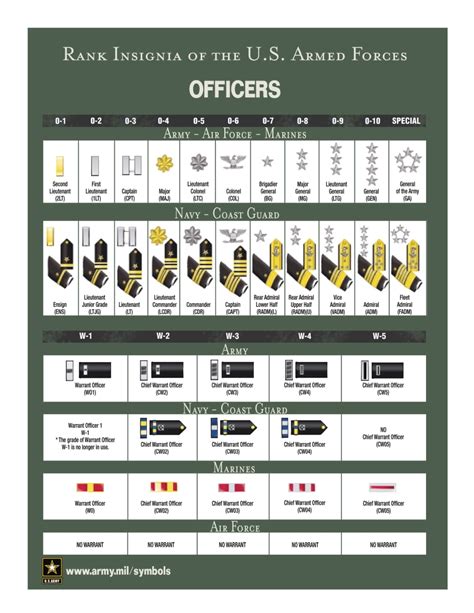 Military Officer Rankings Chart Picture