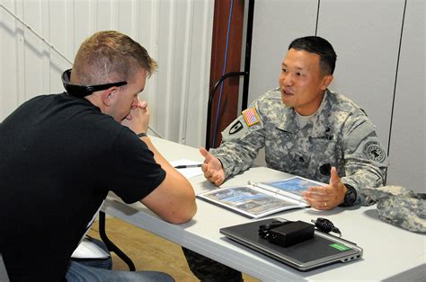 Military recruiter conducting an interview