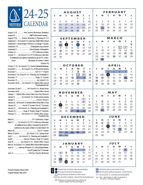 Minnetonka Schools Using Calendar