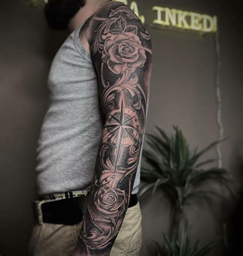 Mixed style tattoo sleeve combining different themes