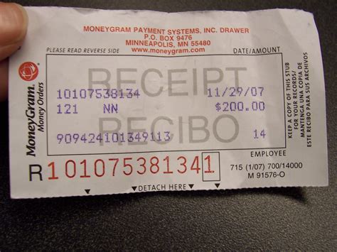 Money Order Receipt