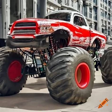 Monster truck in cityscape