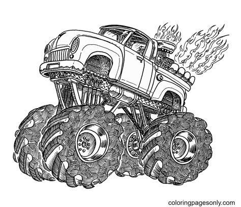 Monster truck coloring for adults