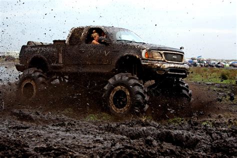 Monster truck in muddy terrain