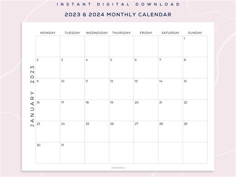 Monthly Calendar Template