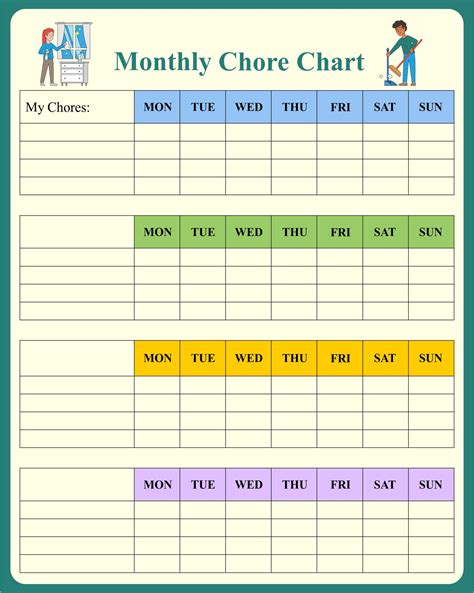 Monthly Chore Chart Printables