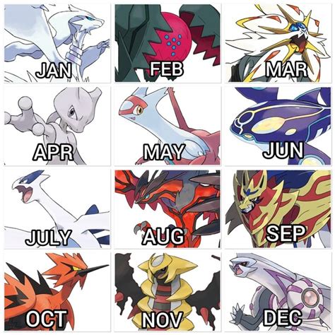 Monthly Pokémon calendar themes