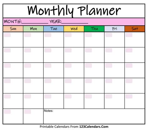 Monthly schedule template