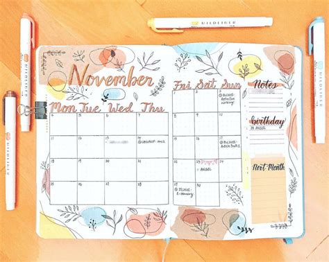 Description of Monthly Spread Printable