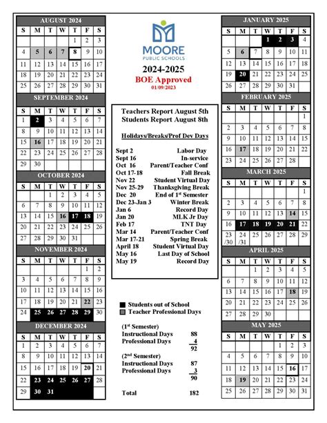 Moore Schools Calendar View