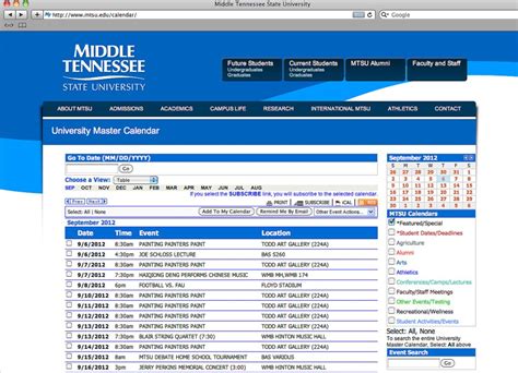 MTSU Calendar Deadlines