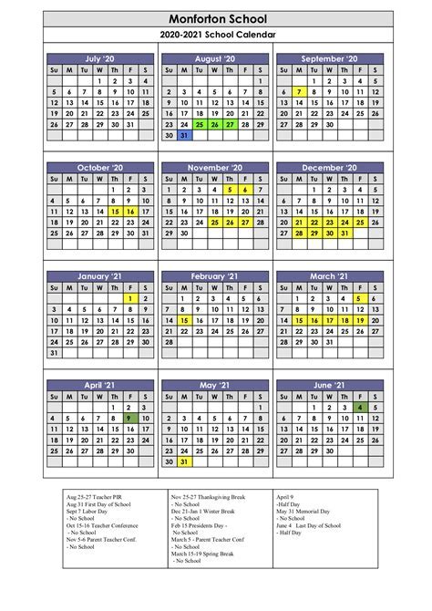 MTSU Calendar Overview