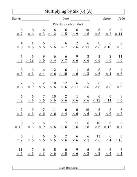 Multiplication facts