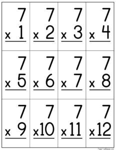 Multiplication flashcard 7