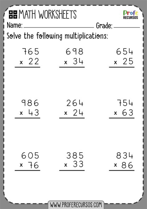 Multiplication worksheets for 4th grade