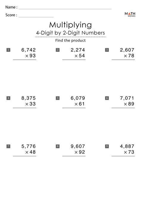 Multiplication worksheets for 6th grade