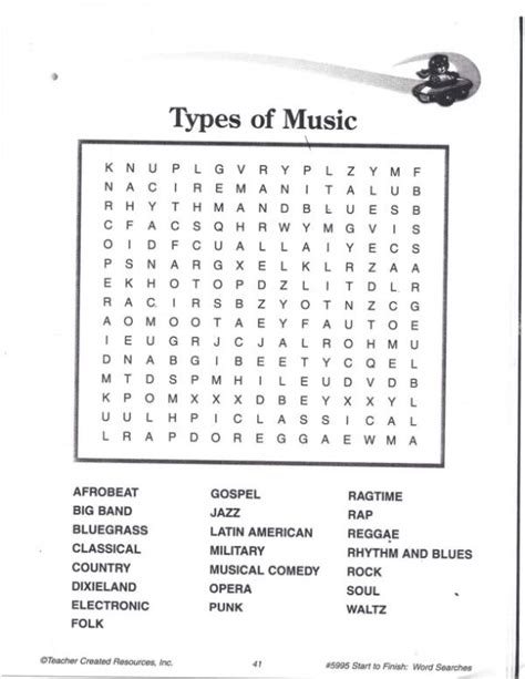 Music Word Searches for Kids