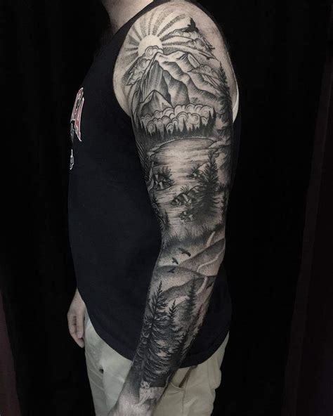 Nature-inspired sleeve tattoo