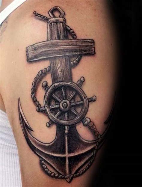 Nautical Anchor and Cross Tattoos