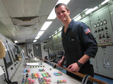 Naval engineer working on a naval ship