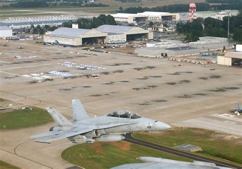 Aerial view of a navy base