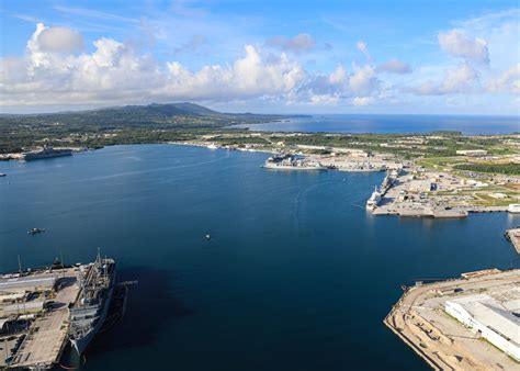 Aerial view of a navy base