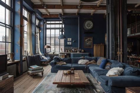 Navy blue industrial decor inspiration