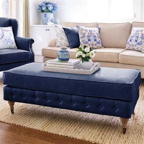 Navy blue ottoman ideas