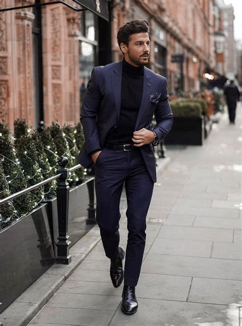 Navy Boots with Suit