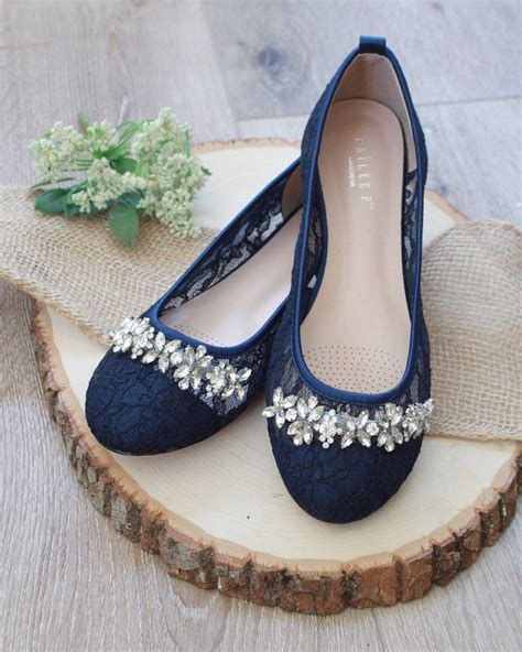 Navy dress with metallic flats