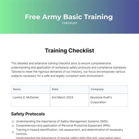 NC Army Basic Training Checklist