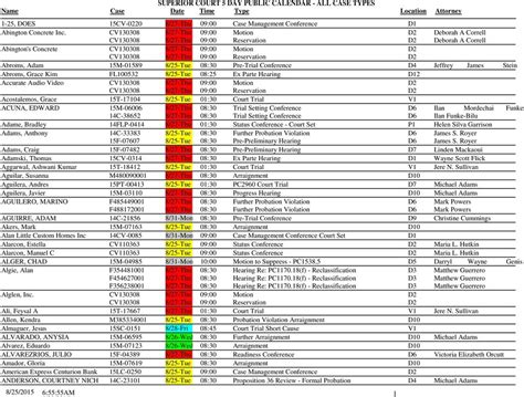 NC Superior Court Calendar