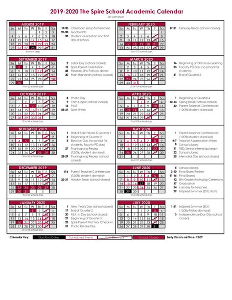 NCC Academic Calendar Overview