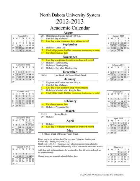 NDSU Academic Calendar Image 9