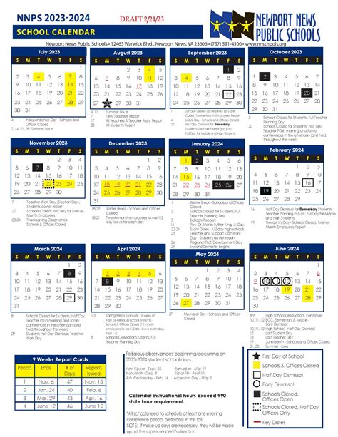 Newport News Schools Calendar Structure