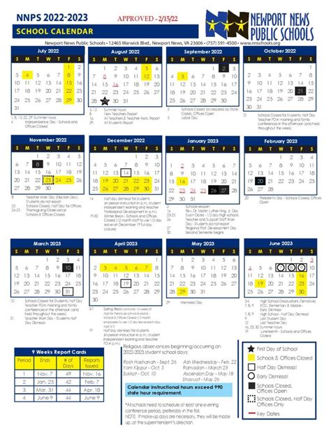 NNPS School Calendar