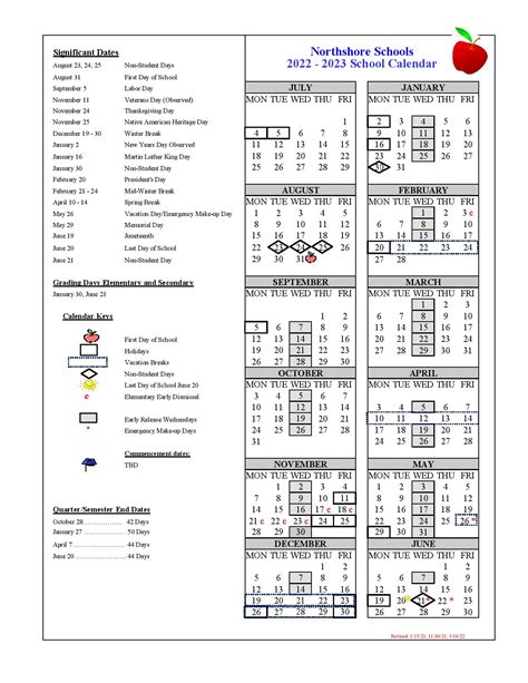 Northshore School District Calendar