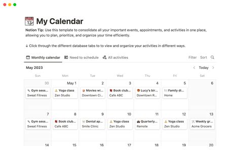 Notion Calendar Template