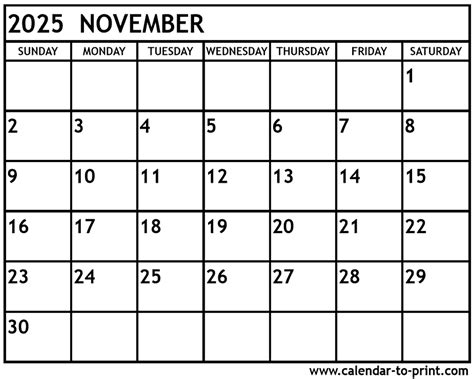 November 2025 Calendar