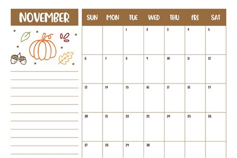 November Calendar Designs