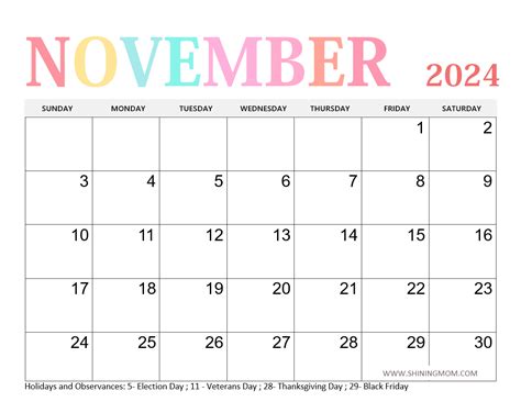 November Calendar Highlights