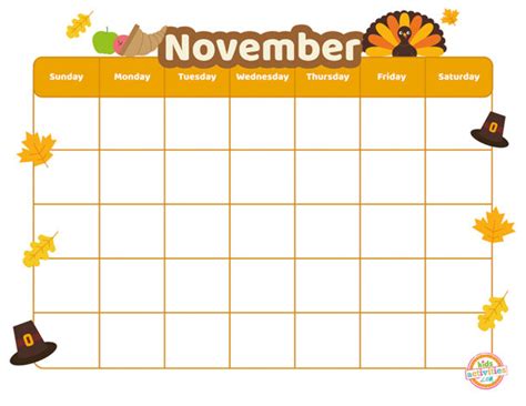 November Kids Calendars