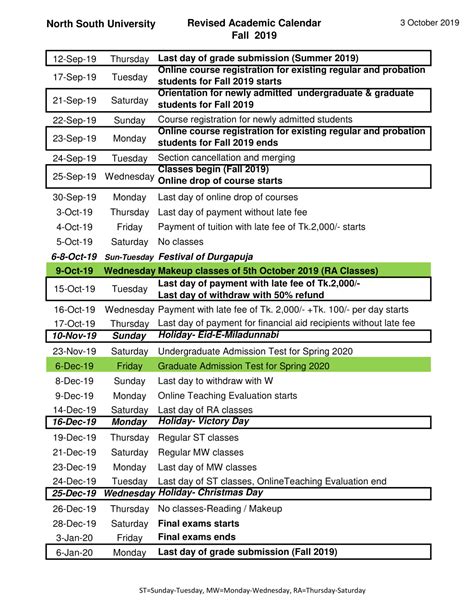 NSU Academic Calendar and Student Success